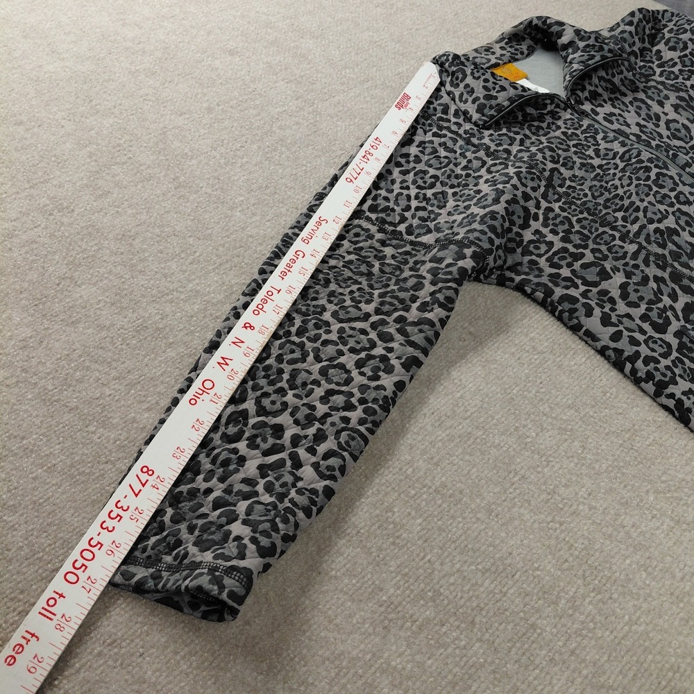 Ruby Rd. Petite Quilted Black Animal Print Full Zip Pocket Shirt Jacket LARGE - Picture 5 of 10